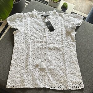 Polo Ralph Lauren White Eyelet Short-Sleeve Blouse